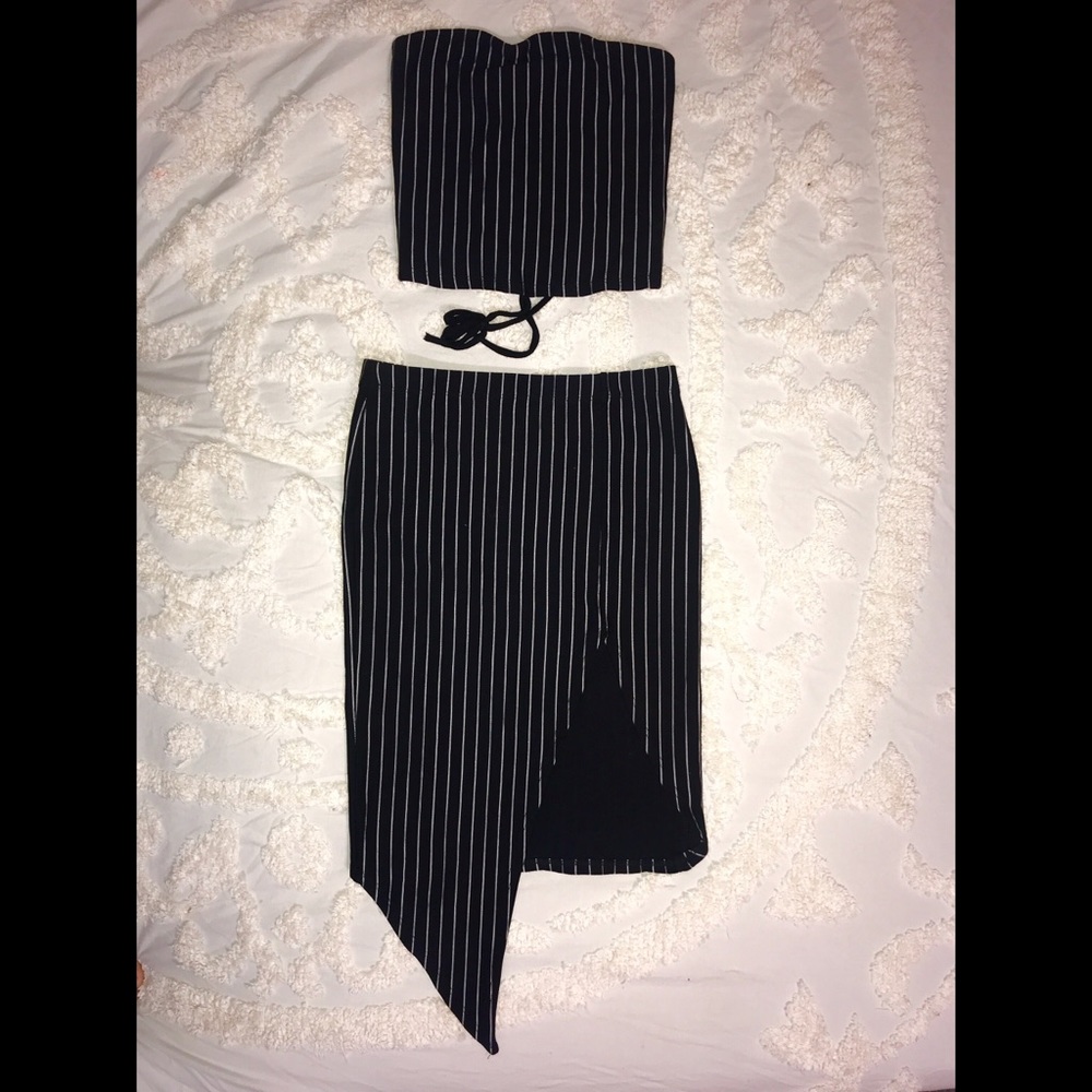 Two Piece Tube Top & Asymmetrical Skirt
